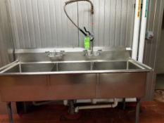 3-Bowl S/S Sinks with (2) Faucets and Sprayer, Overall Dimensions ~5 ft. L x 30