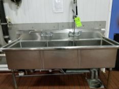 3-Bowl S/S Sinks with (1) Faucet, Overall Dimensions ~6 ft. L x 30