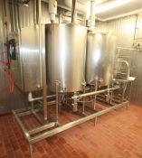 2010 Skid-Mounted 2-Tank CIP System with 250 Gal. S/S Tanks includes Alfa Laval S/S Plate Press,