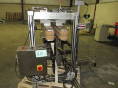 Bottom Labeler with Sato Label Printer, Pneumatic Cylinder for label application, belt side