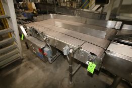 S/S Dual Belt Accumulation Conveyor, with Divider, Table Top Dimensions 82