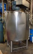 Food Grade Stainless Steel Kettle/Mix Tank approximately 500 gallon -Split Door with Covert