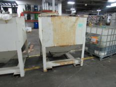 Stainless Steel Totes with built-in fittings on top to apply 5 PSI air pressure for high viscosity