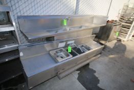 (2) S/S Sinks, 1-Double Bowl S/S Sink, Aprox. 9' L x 2' W, and 1-Four Bowl S/S Sink, Aprox. 8' L x