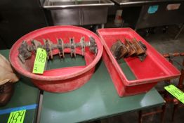 Trash Bin Silverware Magnets, (1) Round Design and (1) Restangle Design