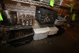 Assorted Restaurant Support Items and Bus Totes, Including S/S Butter Containers, S/S Inert