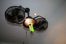 Light/Fan Units, with (2) Fans and (1) Middle Light, Adjustable Speed (Located Above Bar Area)