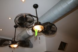 Light/Fan Units, with (2) Fans and (1) Middle Light, Adjustable Speed (Located Above Bar Area)