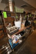 S/S Wire Portable Shelving Units, with Wooden Middle Shelf
