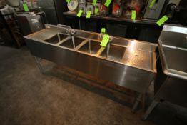 Regency Quadruple Bowl S/S Sink, with S/S Side Prep Space, Overall Dims: 72