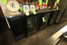 True S/S Counter Top Refrigerator, with (3) Glass Hinge Doors, Overall Dims.: 90-1/2