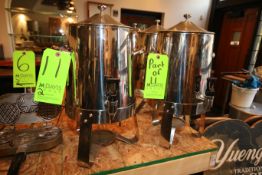 S/S Coffee Pouring Dispensers, On S/S Stands with S/S Lids