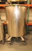 Aprox. 250 Gal. Portable Single Wall Cone Bottom S/S Tank, with Top Lid, Bottom Fork Picking