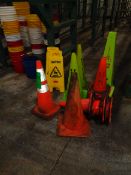 Lot of Safety Cones and Caution Stands (Over 20 Pieces)