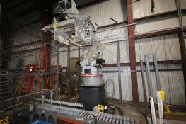 Motoman Robotic Case Palletizer System: Model XRC2001, S/N S3M936-1-2 Includes Xeno-Rol Powered