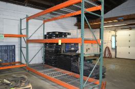 4 Sections of 3 Pallet Wide x 2 Pallet High Standard Pallet Racking with Wire Tops
