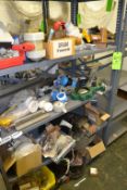 Lot of Assorted Plant Service and Maintenance Parts on (4) Shelves: Gauges, Thermometers, In-Line