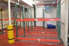 3 Sections of 2 Pallet Wide x 2 Pallets High Standard Pallet Racking with Wire Bases