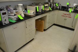 Lot of Laboratory Counter System in 2 Rooms with Chemical Resistant Tops; Includes (2) Desk