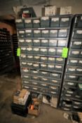 Shelf Units with Over 50 Parts Bins; Containing Mostly Bearings, Seals, Assorted Machine Parts and