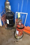 Large Lot of Plant Grease Application Items: Includes (2) Drums with Air Dispensers on Cart,Pump