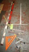 Lot with (3) Levels, Squares and Rulers