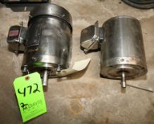 Used S/S C Face Motors .5HP 1730RPM and 1HP 1720RPM