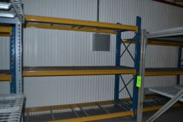 4 Sections of 2 Pallet Wide Standard Racking (3) Shelves with Wire Tops: 8 ft. High (Upper Level)