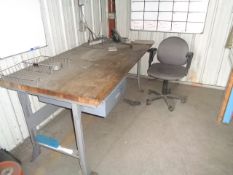 Wood Top Work Table W/ Steel Frame; 6'L x 4'W x 30