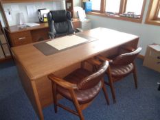 Contents of Office # 2: Includes Wood Desk with Credenza, Book Shelf, (3) 4 Drawer Lateral File