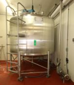 2,000 Gal. All S/S Single Wall Vertical Blend Tank with Cone Bottom, Full Sweep Agitation, 18