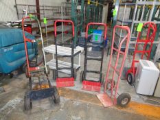 Assorted 2 Wheel Dolly Carts Including (2) Dayton 500LB Carts, and (3) General Carts