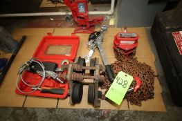 Lot with Chain Hoist, (2) Cable Come Alongs, and Hoist Trolly