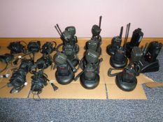 Lot of Approx. (15) Motorola 2 Way Radios with Bases, Chargers, and Accessories