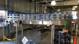 S/S 5 Gal. Bottle Conveyor, Manufactured by Alliance Industrial including Drives, Curves, Stands and