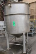 700 Gal. Cone Bottom S/S Tank, Open Top Tank with Bridge Mount for Agitator, 5