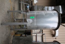 ~500 Gal Vertical Single Wall S/S Tank with Hinged Lid, S/S Legs, Rosemont Level Sensor, (Tank