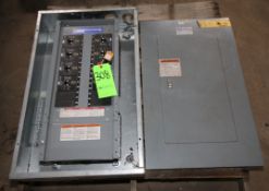Square D 125 amp Breaker Panel, Cat. No. NF430L1C, 600Y/347V 3 Phase, with (8) 20 & 40 amp Breakers
