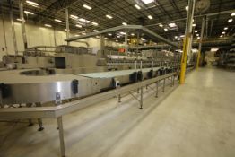 S/S Outfeed Conveyor with Straight and Curved Sections, Aprox. 45' L, with 30
