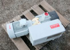 Unused Oerlikon Leybold Sogevac SV100 B single stage, oil-selaed rotary vane vacuum pump. Serial #