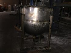 175-Gallon Kettle/Mix Tank Stainless Steel, Jacketed Dual Motion Scrape Surface. Currenlty has