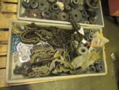 One lot assortment of chains and sprockets -- Removal and loading free. Optional prep for