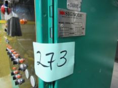 Signoid Automatic Stretch Wrapper with 10 ft infeed and about 15 ft outfeed roller conveyor,