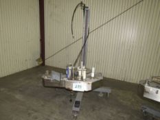 Markem CE Label Printer, Label Applicator used for labeling boxes, on Tripod Base with Casters. Free