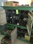 Cabinet of Assorted Tooling for Lots 3 & 4, Includes Milling Tapes, Dies, Chucks, Jack-Look Mills,