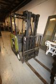 Clark 3,800 lb. Capacity Stand-Up 36 V Electric Forklift, M/N ESMII17, S/N ESM247-0399-8724FG,
