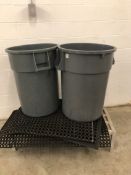 Two Rubbermaid Brute Trash Cans