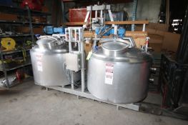 DCI Dual 150 Gal. S/S Slurry Tank System, S/N MS53-2 & MS 53-1, Mounted on S/S Skid, with 3 hp Top