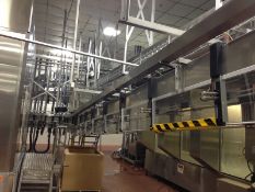 250+ feet Gebo Air Conveyor, Year 2002, Setup for 28 and 38mm, Auto Adjustable, Last Ran with a