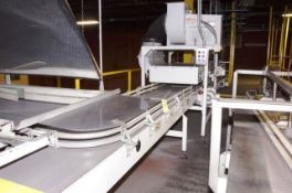 Sentry Depalletizer Can Discharge Conveyor with Dust Off Suction, Year 2005, With NY Blower 100-